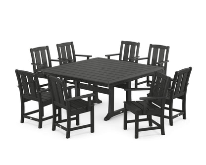POLYWOOD Mission 9-Piece Square Dining Set with Trestle Legs in Black