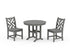 POLYWOOD Chippendale Side Chair 3-Piece Round Dining Set in Slate Grey