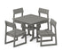 POLYWOOD EDGE 5-Piece Farmhouse Trestle Side Chair Dining Set in Slate Grey