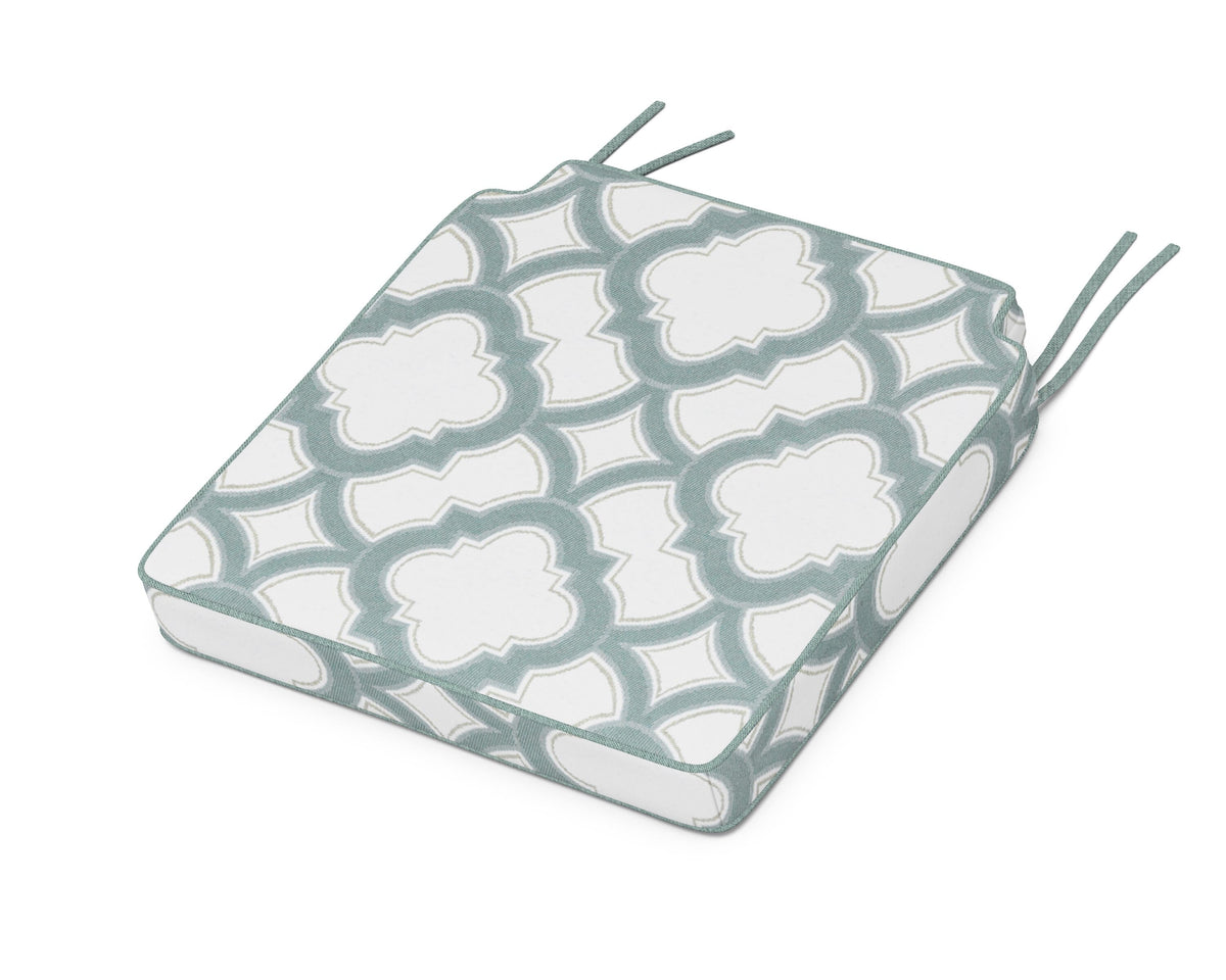 POLYWOOD Acadia Dining Side Seat Cushion in Trellis Glacier Spa