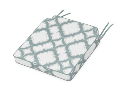 POLYWOOD Acadia Dining Side Seat Cushion in Trellis Glacier Spa