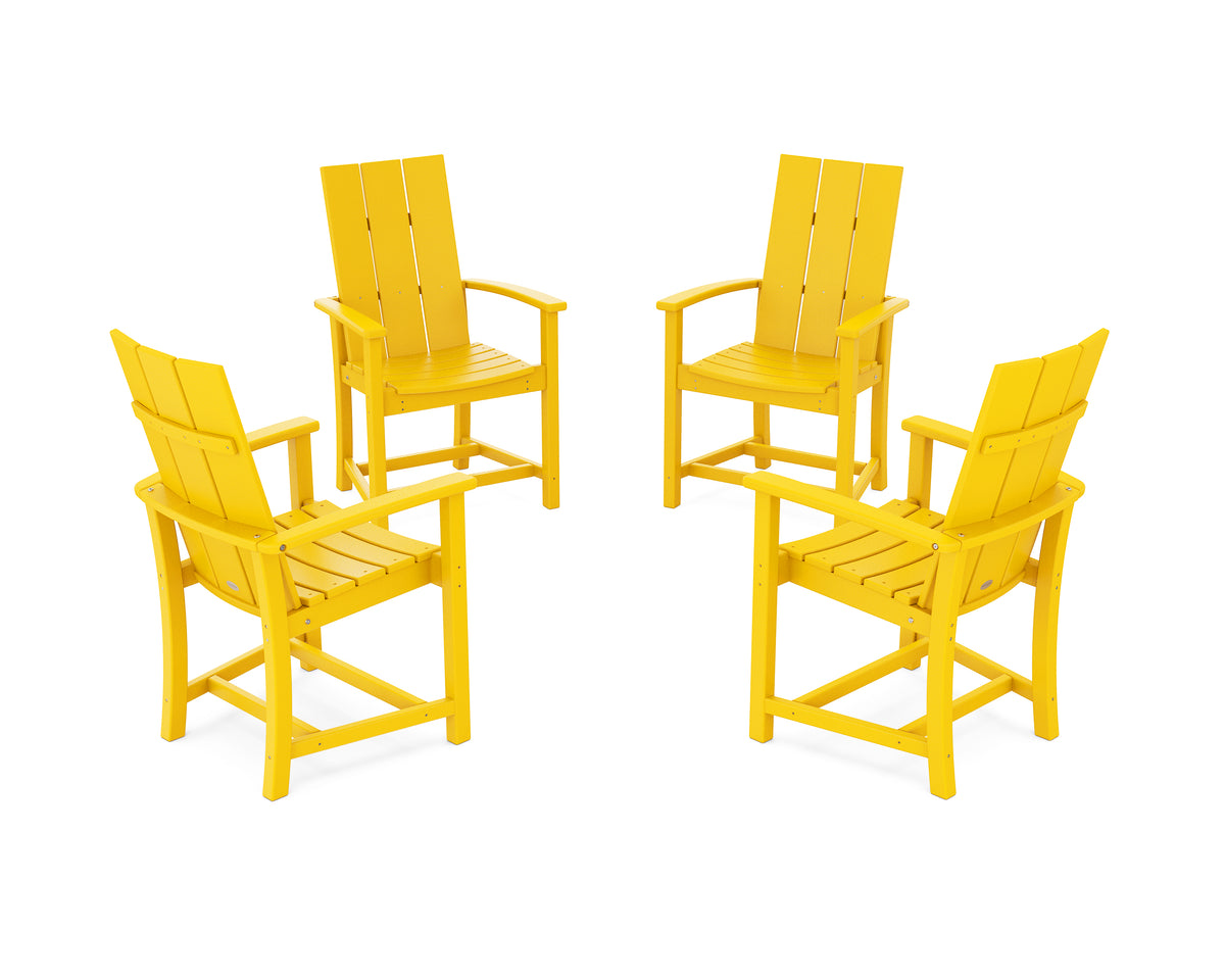POLYWOOD Modern 4-Piece Upright Adirondack Conversation Set in Lemon