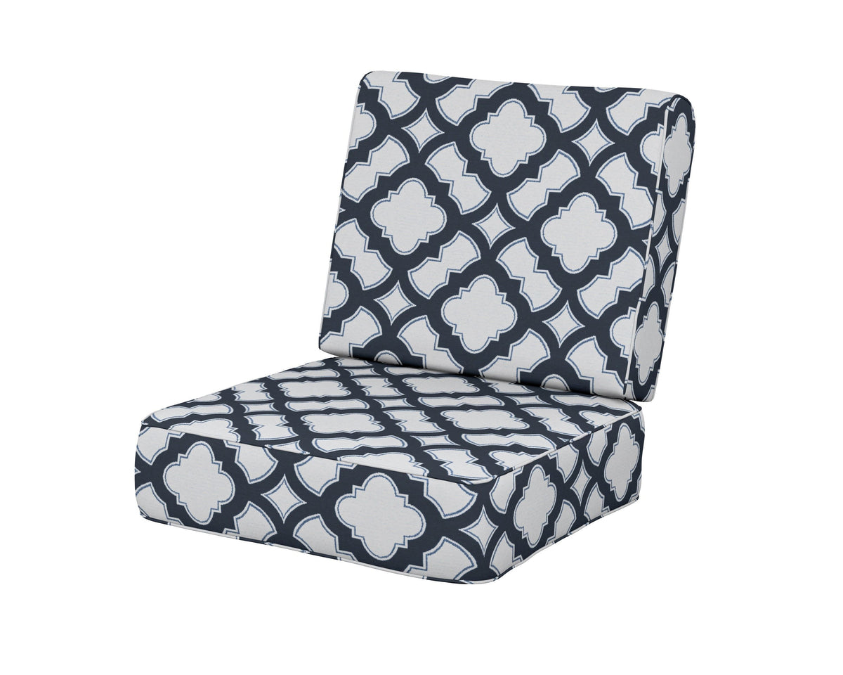 POLYWOOD Ateeva Harbour Seat and Back Cushion in Trellis Marine Indigo