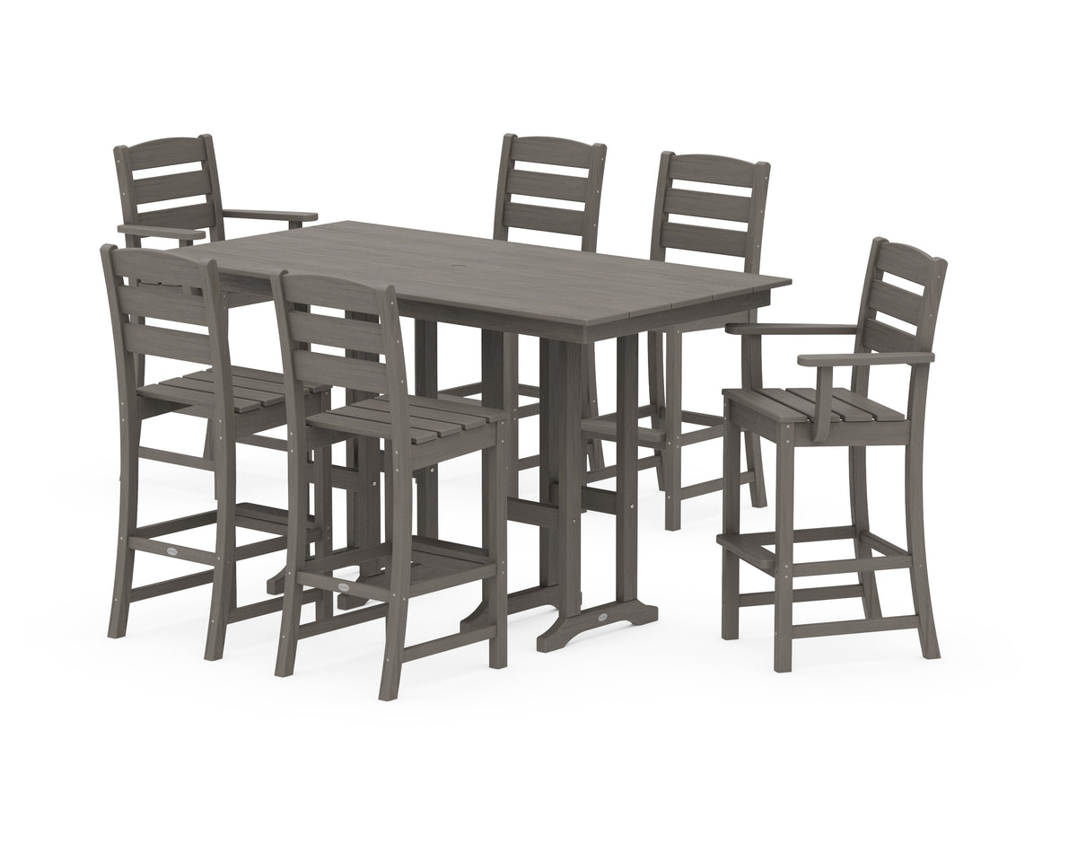 POLYWOOD Lakeside 7-Piece Bar Set in Driftwood