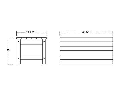 POLYWOOD Club Coffee Table dimension drawing with width, depth and height measurements