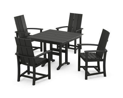 POLYWOOD Modern Adirondack 5-Piece Farmhouse Dining Set - 37" Table in Black