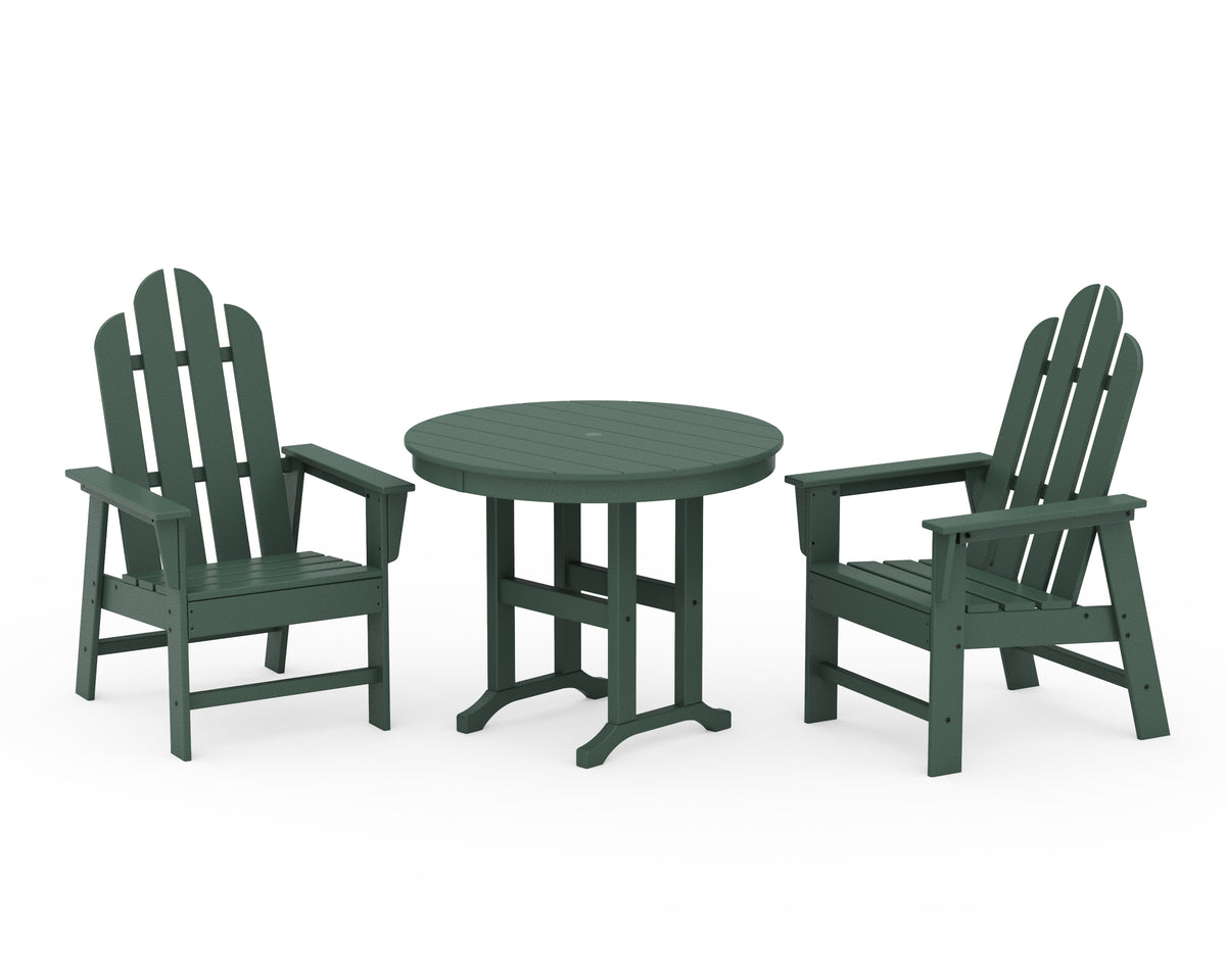 POLYWOOD Long Island 3-Piece Round Dining Set in Green