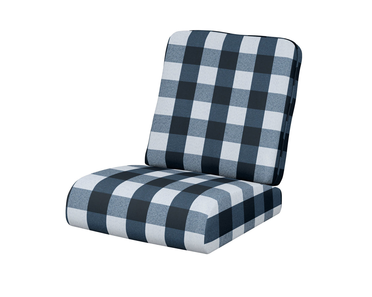 POLYWOOD Club Seat/Back Cushion in Buffalo Plaid Marine Indigo