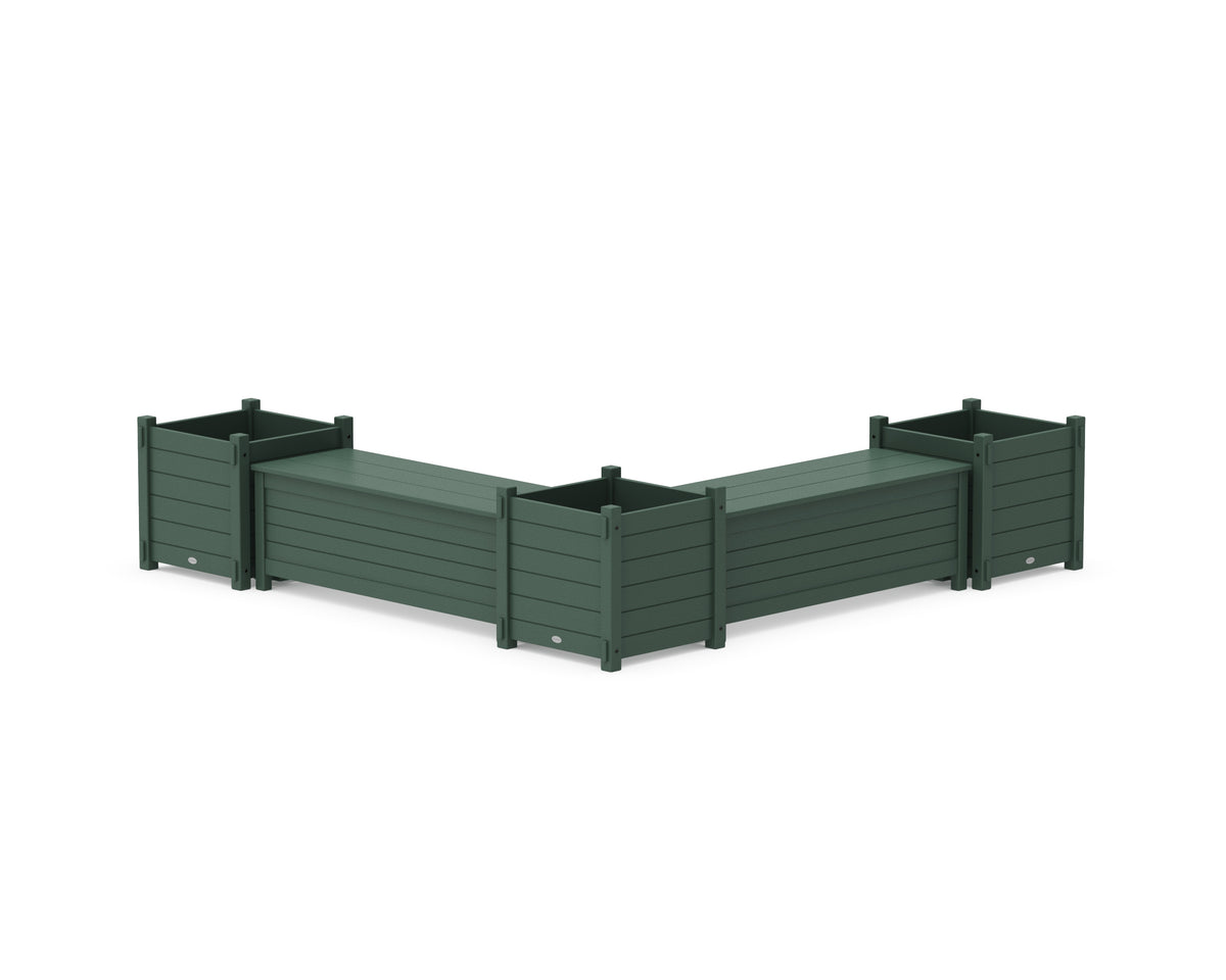 POLYWOOD 48" Nautical L-Shaped Planter Storage Bench Corner Set - Large in Green