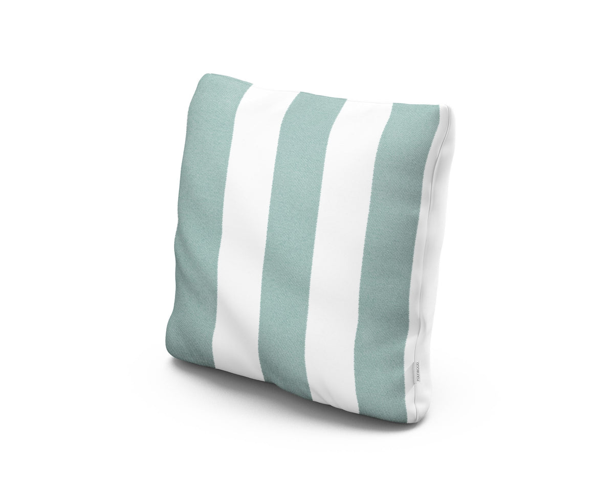 POLYWOOD 18" Outdoor Throw Pillow in Cabana Stripe Glacier Spa