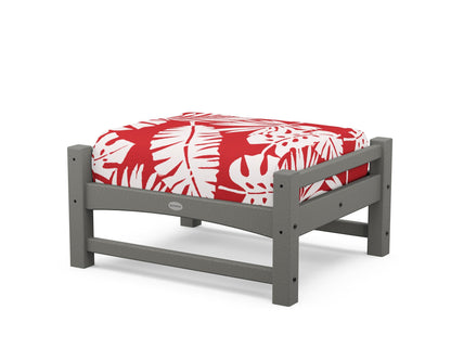 POLYWOOD Club Ottoman in Slate Grey / Leaf Crimson