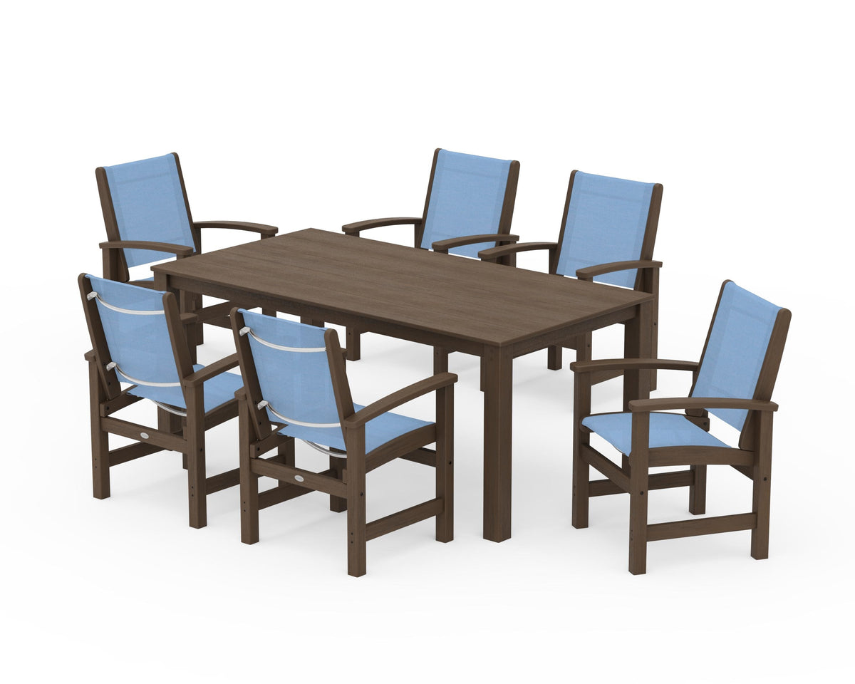 POLYWOOD Coastal 7-Piece Parsons Dining Set in Kona / Poolside