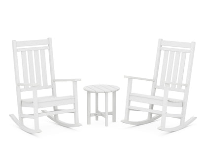 POLYWOOD Estate 3-Piece Rocking Chair Set in White