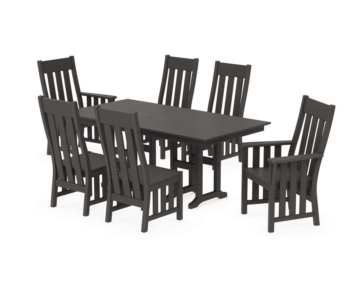 POLYWOOD Acadia 7-Piece Farmhouse Dining Set in Vintage Coffee