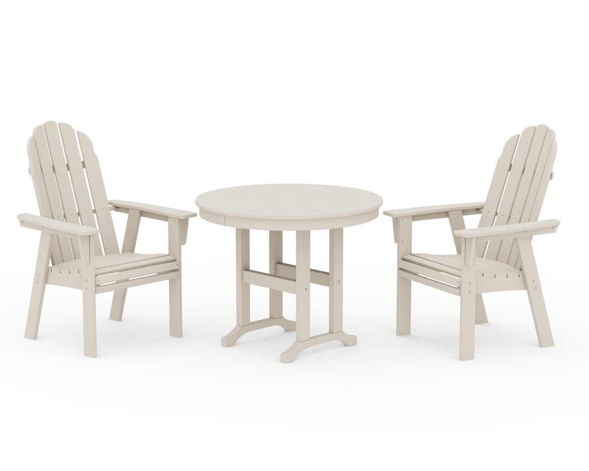 POLYWOOD Vineyard Adirondack 3-Piece Round Dining Set in Sand