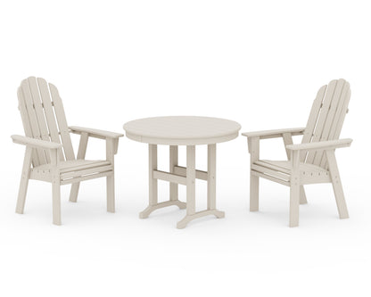 POLYWOOD Vineyard Adirondack 3-Piece Round Dining Set in Sand