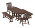 POLYWOOD Vineyard Folding Chair 6-Piece Dining Set with Benches in Mahogany
