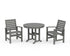 POLYWOOD Signature 3-Piece Round Farmhouse Dining Set in Slate Grey