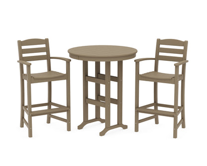POLYWOOD La Casa Café 3-Piece Round Farmhouse Bar Set in Vintage Sahara