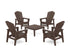 POLYWOOD 5-Piece Nautical Grand Upright Adirondack Chair Conversation Group in Mahogany