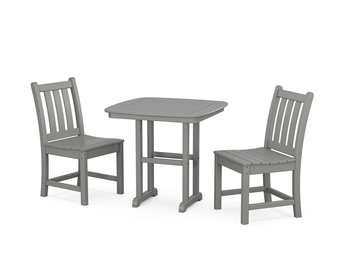 POLYWOOD Traditional Garden Side Chair 3-Piece Dining Set in Slate Grey