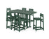 POLYWOOD Modern Studio Plaza Lowback Bar Chair 7-Piece Set in Green