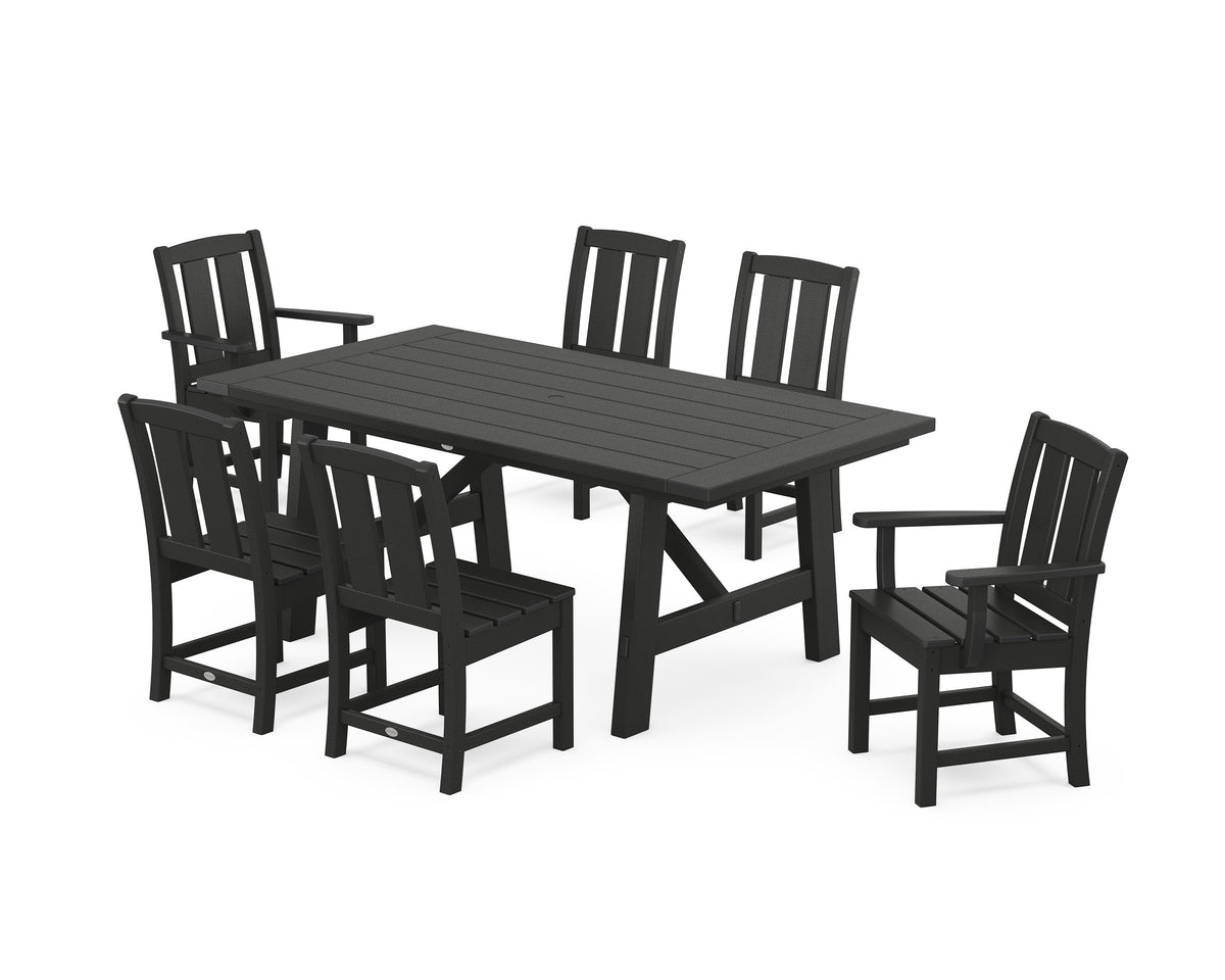 POLYWOOD Mission 7-Piece Rustic Farmhouse Dining Set in Black