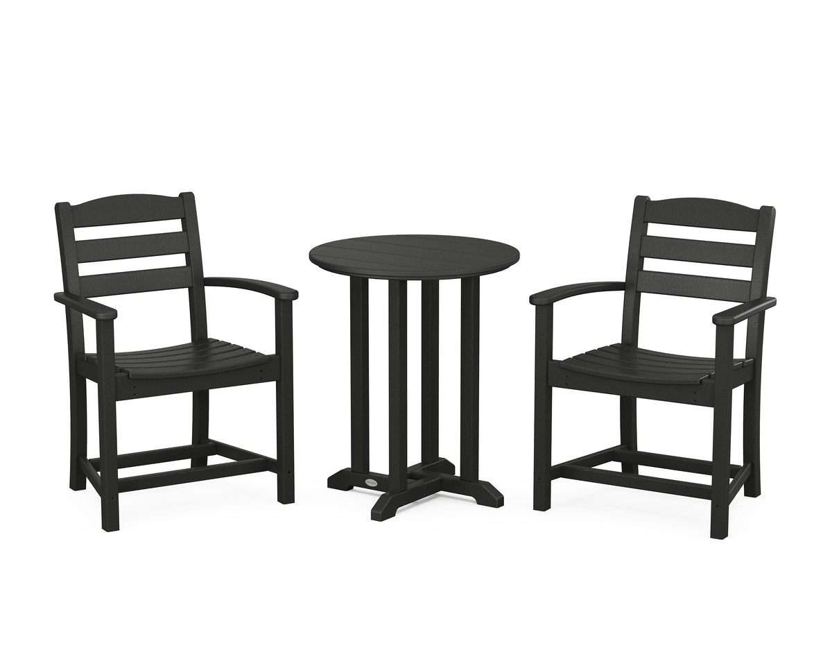 POLYWOOD La Casa Café 3-Piece Round Bistro Dining Set in Black