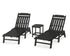 POLYWOOD Cottage 3-Piece Chaise Set in Black