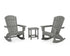 POLYWOOD Nautical Curveback 3-Piece Adirondack Rocking Chair Set in Slate Grey