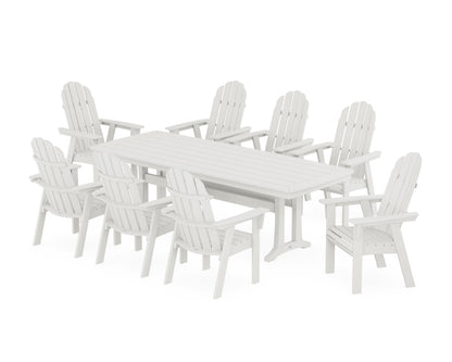 POLYWOOD Vineyard Curveback Adirondack 9-Piece Dining Set with Trestle Legs in Vintage White