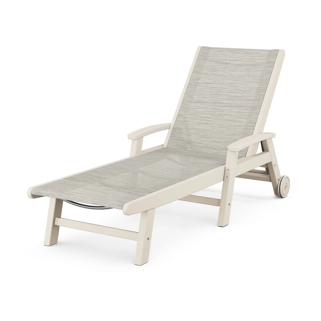 POLYWOOD Coastal Chaise with Wheels in Sand / Birch
