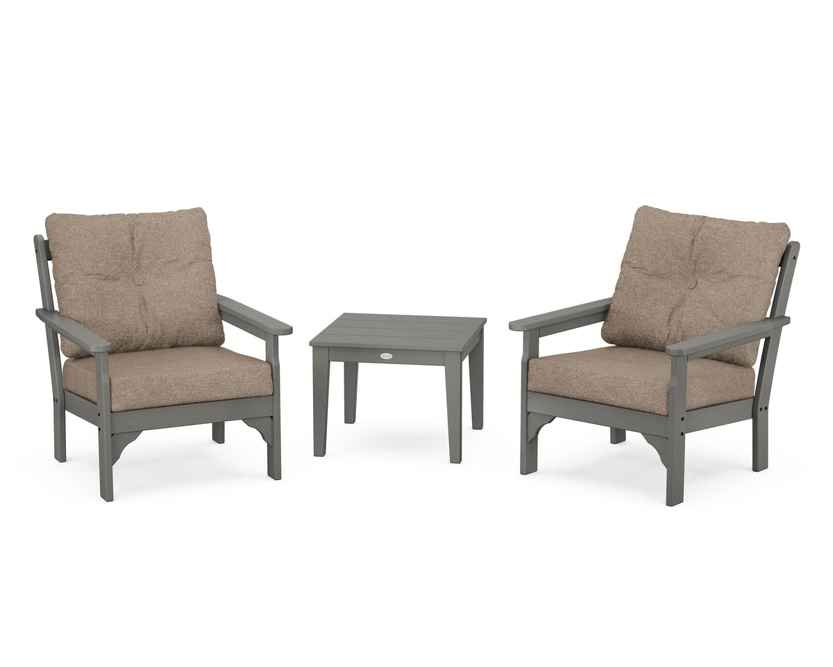POLYWOOD Vineyard 3-Piece Deep Seating Set in Slate Grey / Spiced Burlap