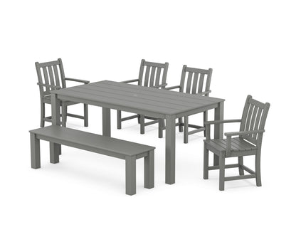POLYWOOD Traditional Garden 6-Piece Parsons Dining Set with Bench in Slate Grey