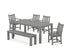 POLYWOOD Traditional Garden 6-Piece Parsons Dining Set with Bench in Slate Grey