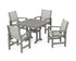 POLYWOOD Coastal 5-Piece Dining Set with Trestle Legs with Nautical Trestle 37" Dining Table in Slate Grey / Birch
