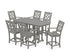 POLYWOOD Chinoiserie Arm Chair 7-Piece Counter Set in Slate Grey