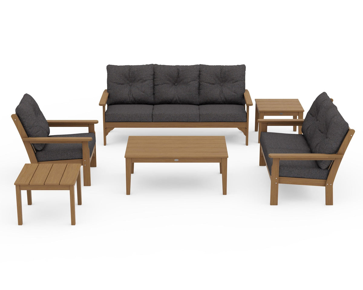 POLYWOOD Vineyard 6-Piece Deep Seating Set in Natural / Ash Charcoal