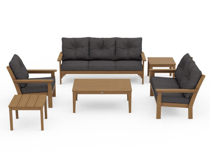POLYWOOD Vineyard 6-Piece Deep Seating Set in Natural / Ash Charcoal
