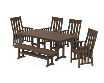 POLYWOOD Acadia 6-Piece Farmhouse Dining Set with Bench in Kona