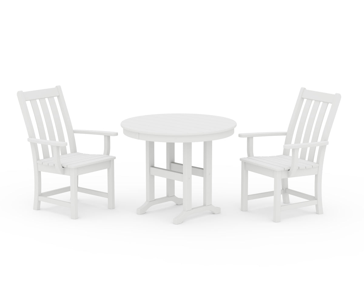 POLYWOOD Vineyard 3-Piece Round Dining Set in White