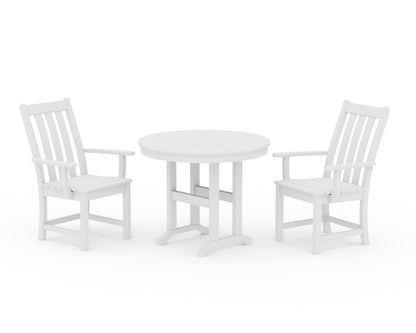 POLYWOOD Vineyard 3-Piece Round Dining Set in White