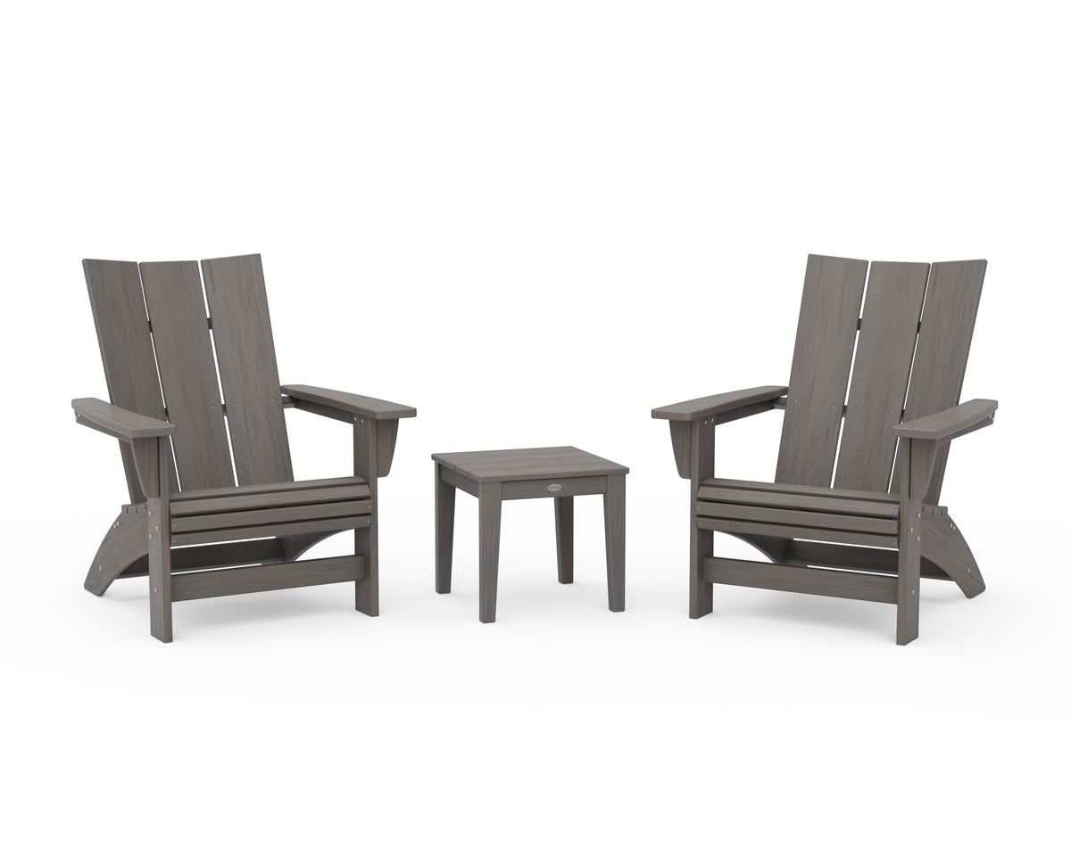 POLYWOOD 3-Piece Modern Grand Adirondack Set in Driftwood