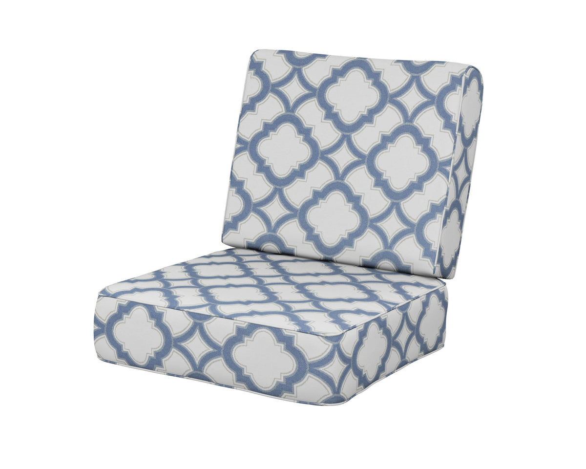 POLYWOOD Ateeva Harbour Seat and Back Cushion in Trellis Sky Blue