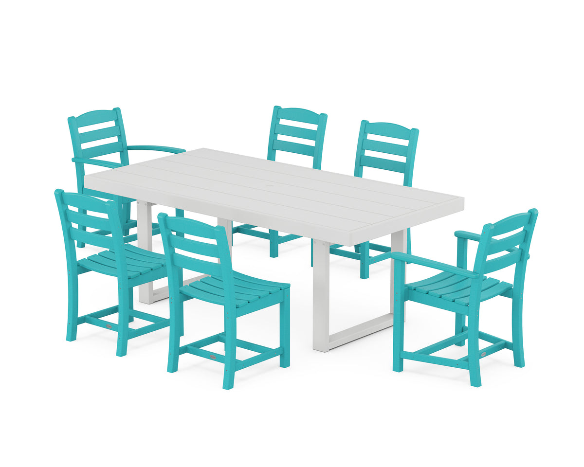 POLYWOOD La Casa Café 7-Piece Dining Set - 39" x 78" Table in Aruba / White