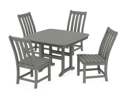 POLYWOOD Vineyard Side Chair 5-Piece Dining Set with Trestle Legs - 44" Table in Slate Grey