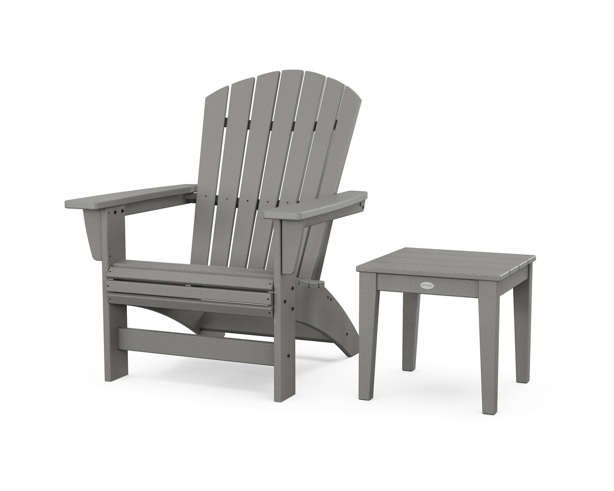 POLYWOOD Nautical Grand Adirondack Chair with Side Table in Slate Grey