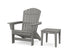 POLYWOOD Nautical Grand Adirondack Chair with Side Table in Slate Grey