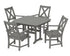 POLYWOOD Braxton 5-Piece Dining Set with Trestle Legs - 44" Table in Slate Grey