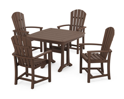 POLYWOOD Palm Coast 5-Piece Dining Set with Trestle Legs - 37" Table in Mahogany